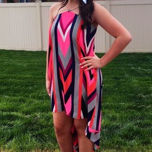 Geometric vibrant high-low Dress